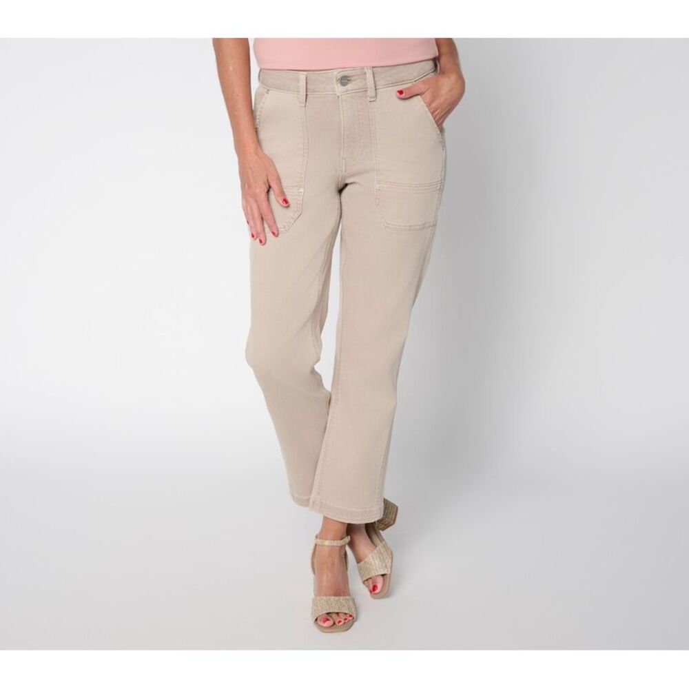 Warp + Weft Women's Pants Sz 14 Petite SBN Utility Staight-Leg Brown